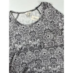 New Soma Embraceable Sleep Shirt Womens S Black Marble Cream Pajamas Long Sleeve